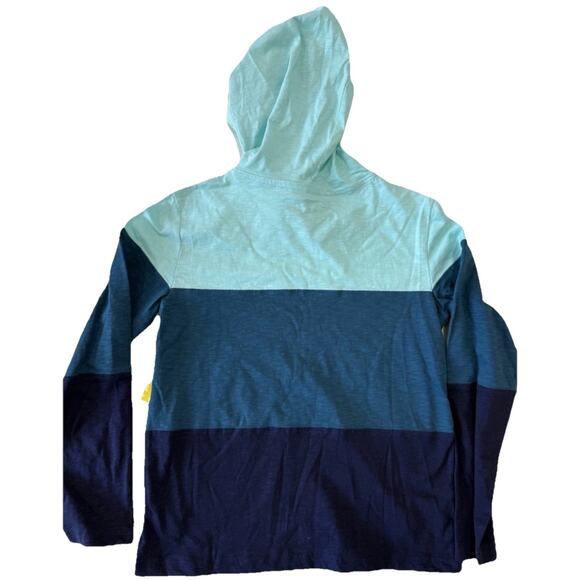 Rumi + Ryder Boys Colorblock Shades Of Blue Long Sleeve Hooded TShirt XLarge NEW - Picture 2 of 3